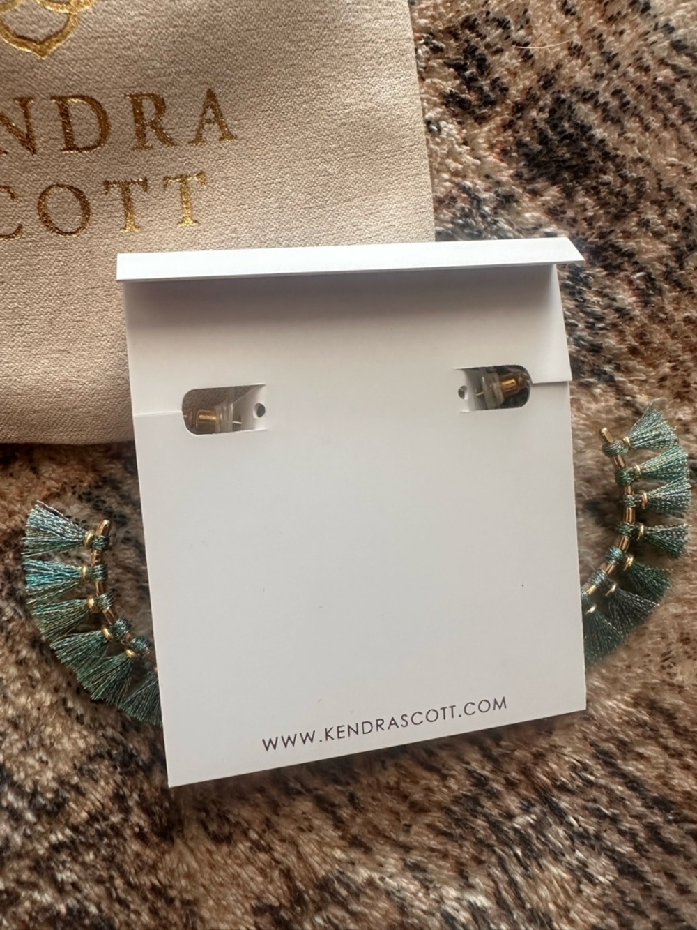 Kendra Scott Teal Fringe Hoop Earrings with Gold Accents - Picture 4 of 4
